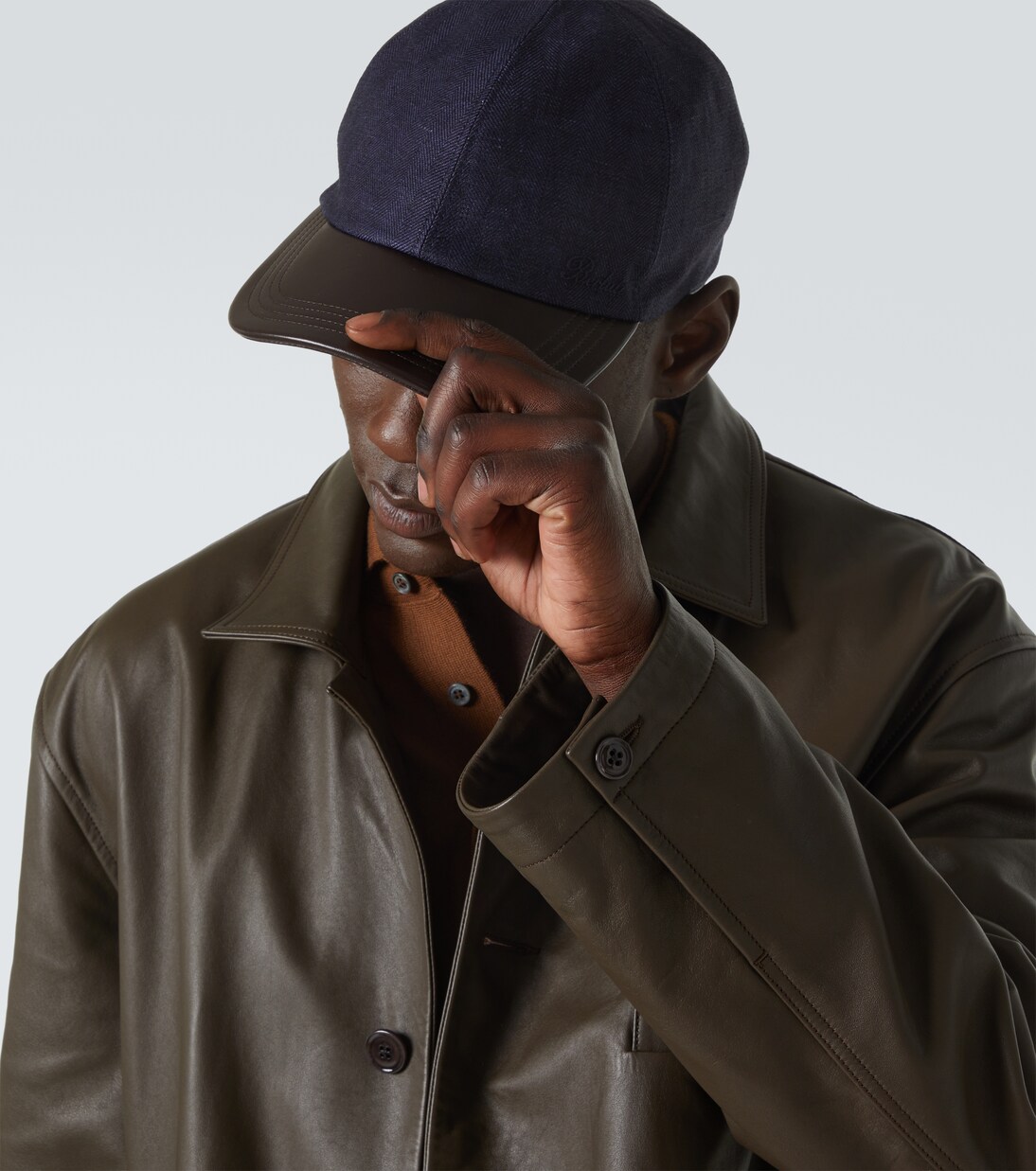 Leather-trimmed linen baseball cap | Berluti