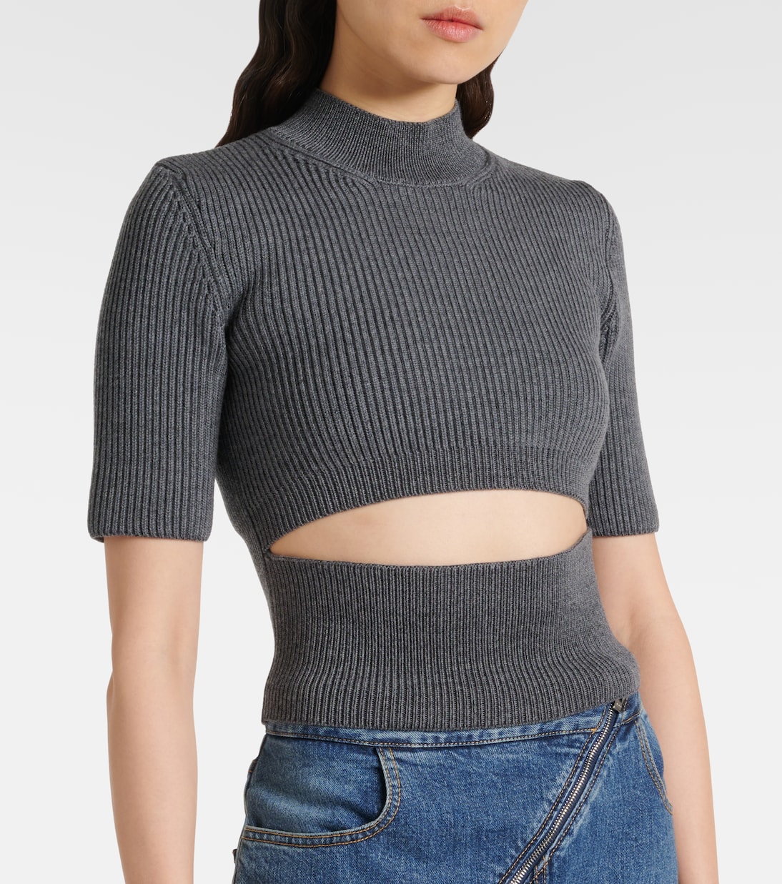 Top in misto lana a coste con cut-out | Alaïa