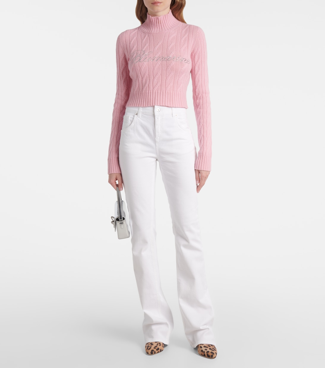 Jeans bootcut de tiro alto con cadena | Blumarine