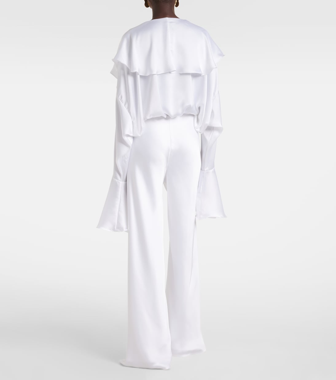 Pantalon droit à taille haute en satin | Norma Kamali