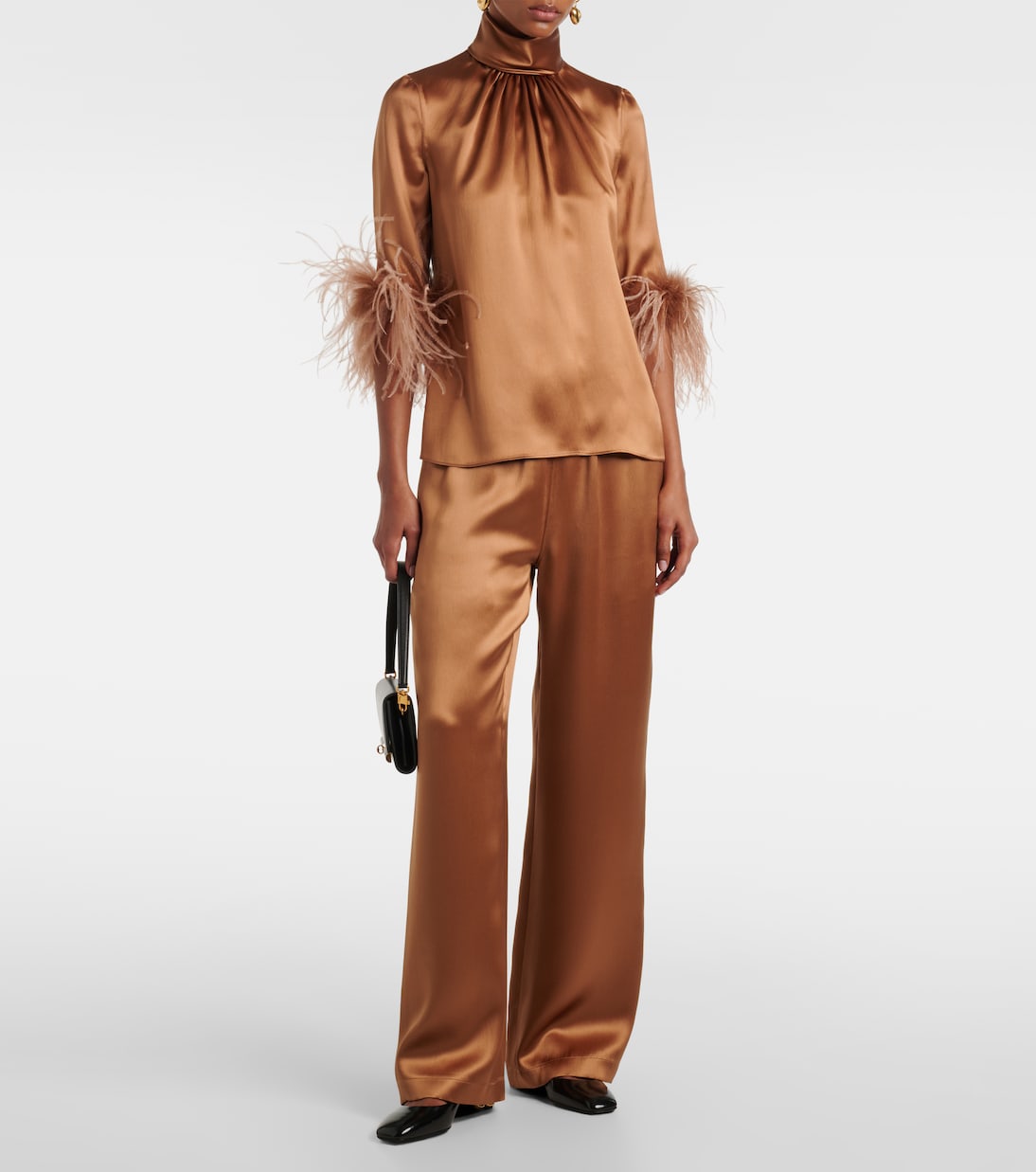 Pantalones anchos de satén de seda | Dolce&Gabbana