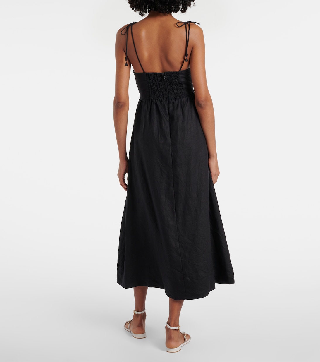 Midikleid aus Leinen mit Spitze | Farm Rio