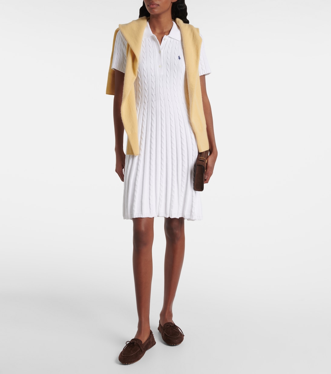 Cable-knit cotton-blend polo dress | Polo Ralph Lauren