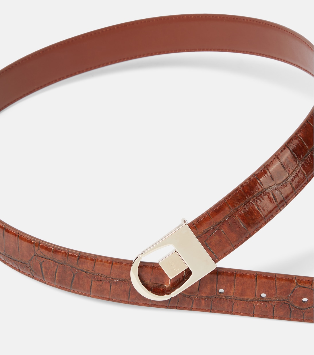 Reversible croc-effect leather belt | Saint Laurent