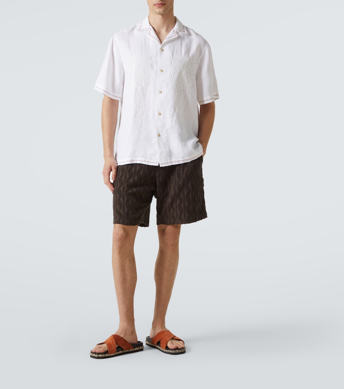 Camisa bowling Flavio de lino bordada | Frescobol Carioca