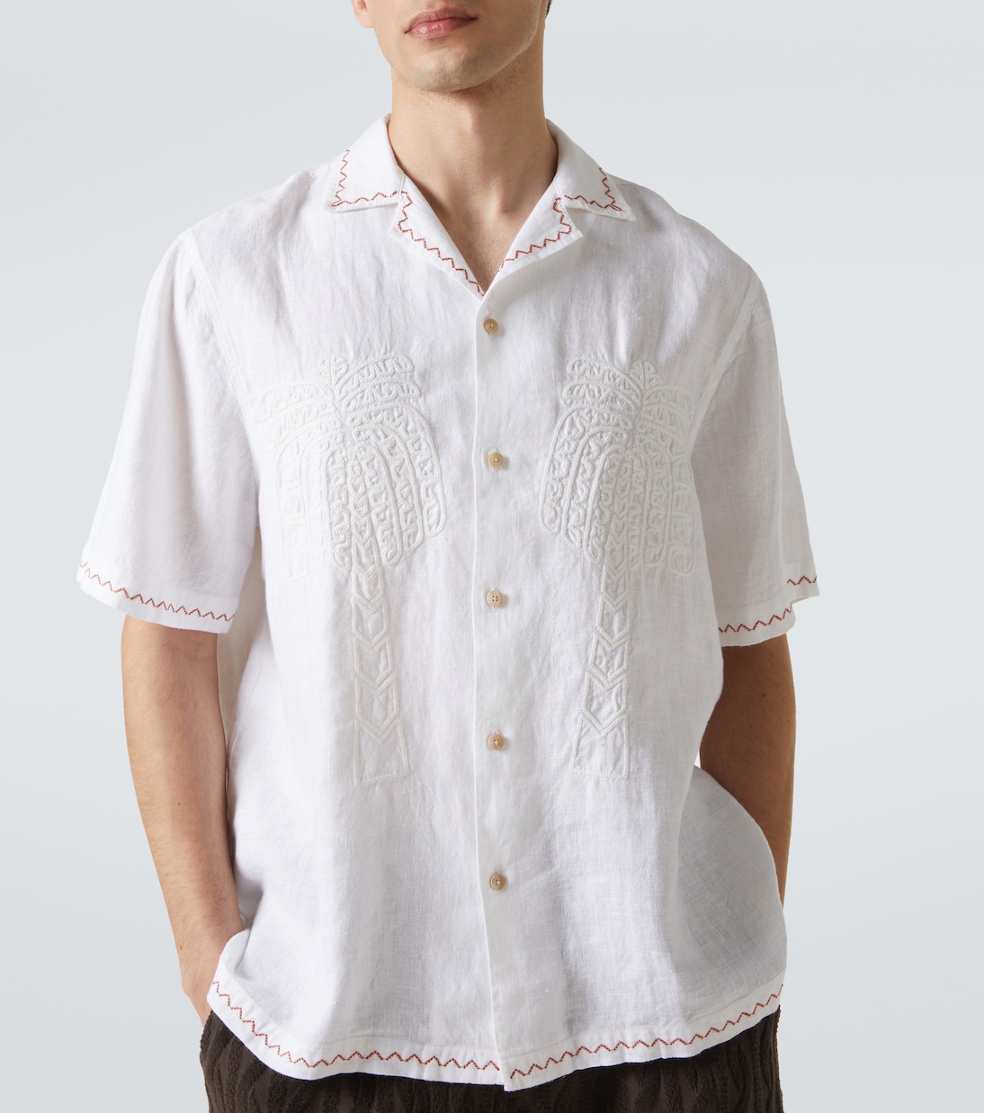 Camisa bowling Flavio de lino bordada | Frescobol Carioca