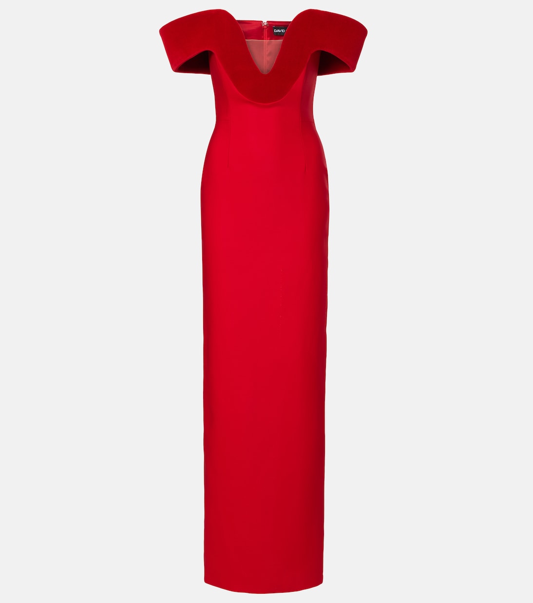 Robe longue en laine mélangée et velours | David Koma