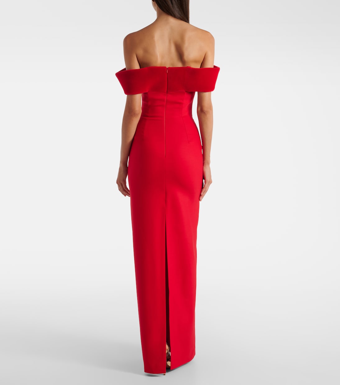 Robe longue en laine mélangée et velours | David Koma