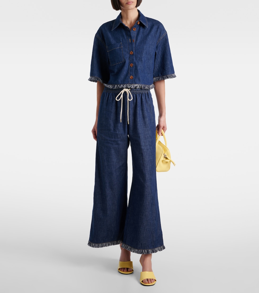 Rhiannon fringed denim wide-leg jeans | Zimmermann