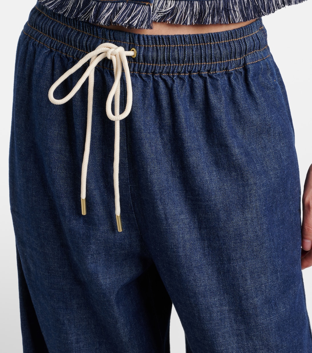 Rhiannon fringed denim wide-leg jeans | Zimmermann