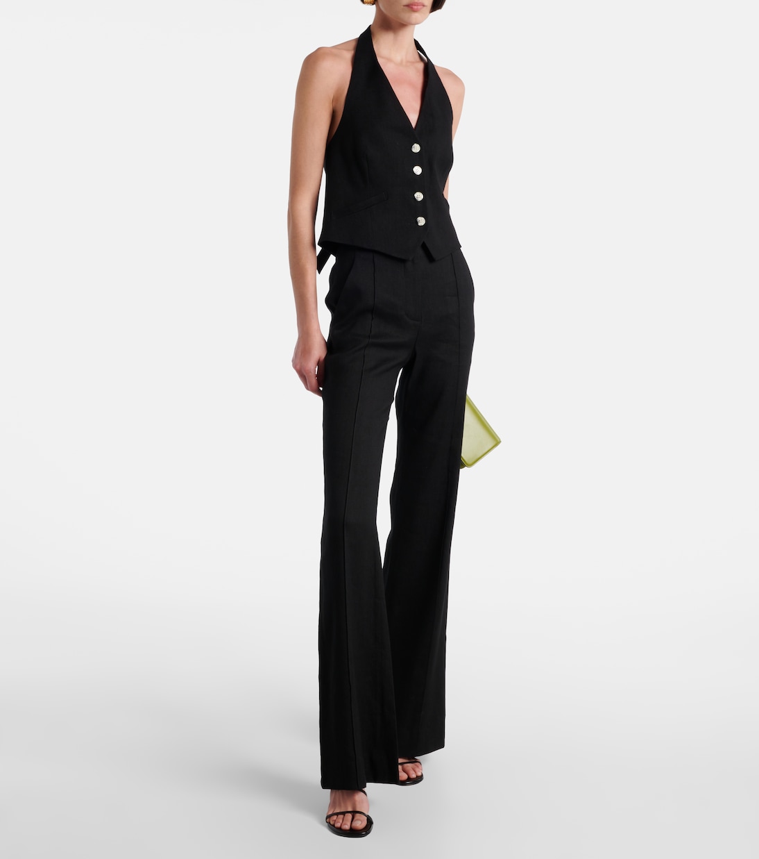 Komi high-rise linen-blend flared pants | Veronica Beard