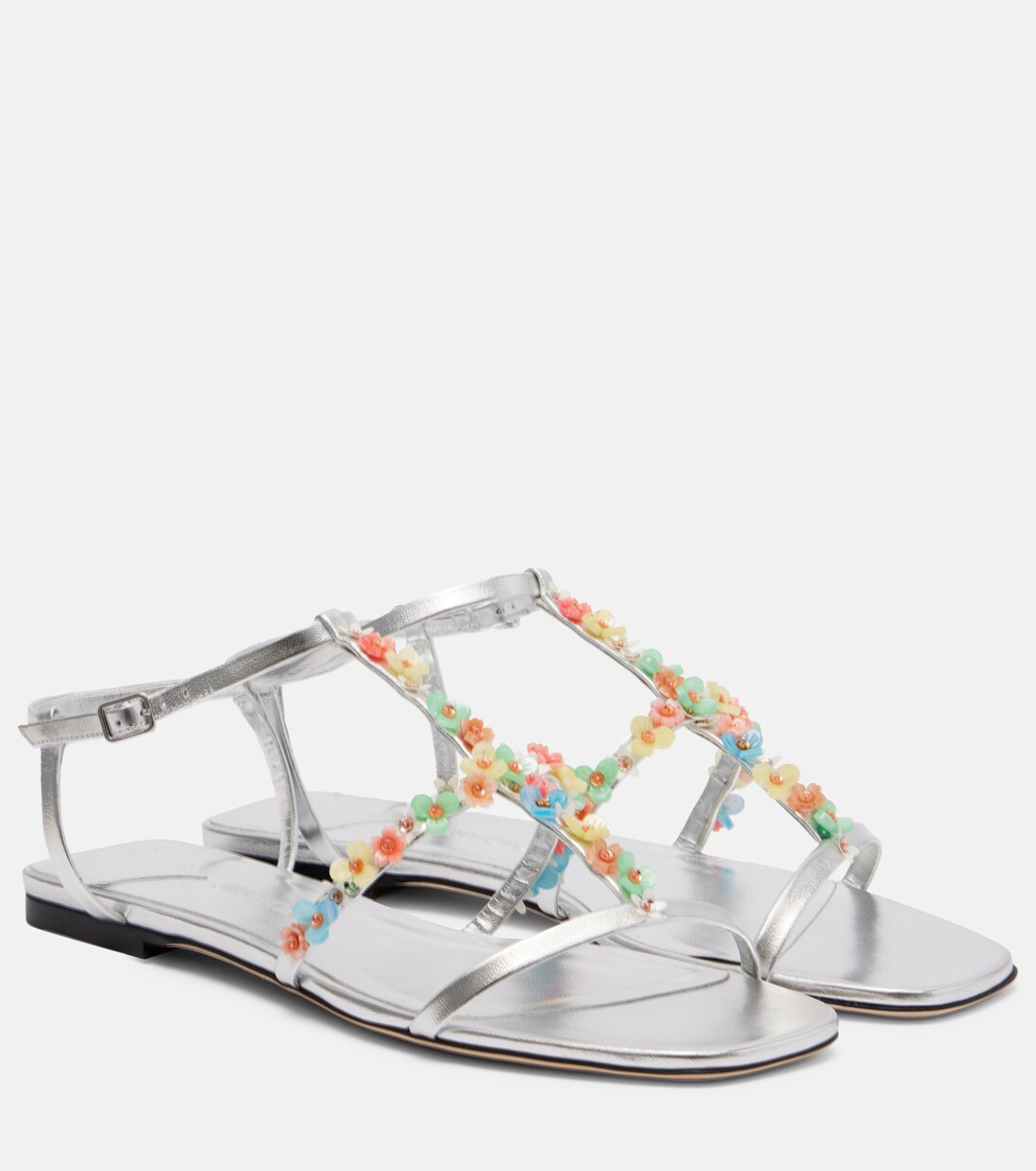 Gwyn Daisy floral-appliqué leather sandals | Jimmy Choo