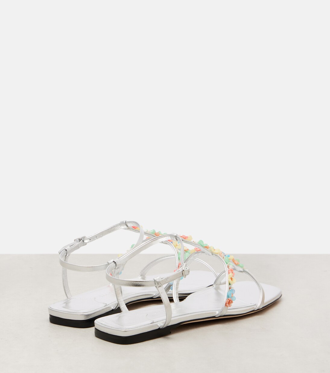 Gwyn Daisy floral-appliqué leather sandals | Jimmy Choo
