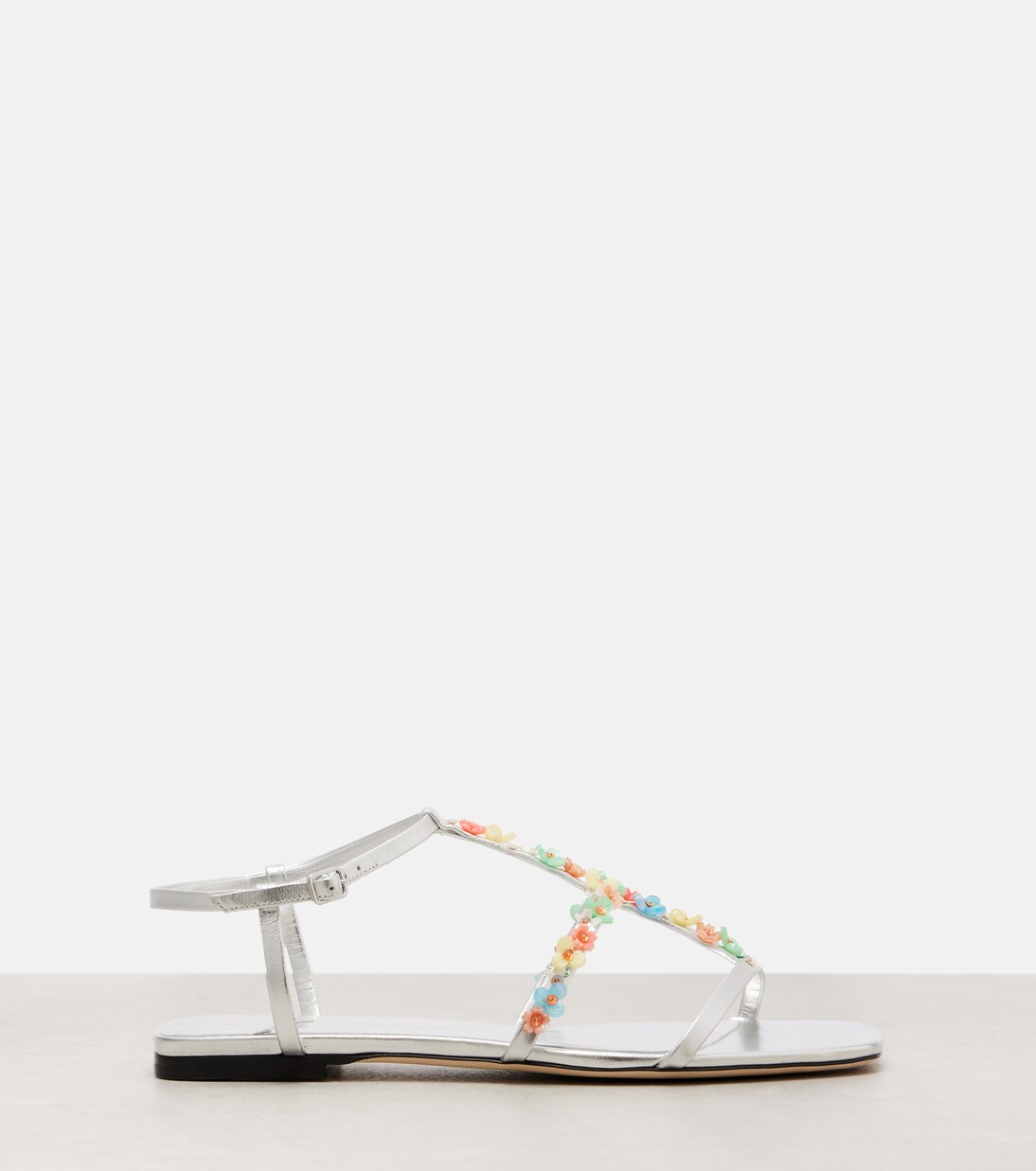 Gwyn Daisy floral-appliqué leather sandals | Jimmy Choo