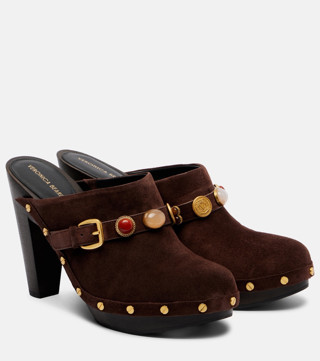 Giana embellished suede platform mules | Veronica Beard