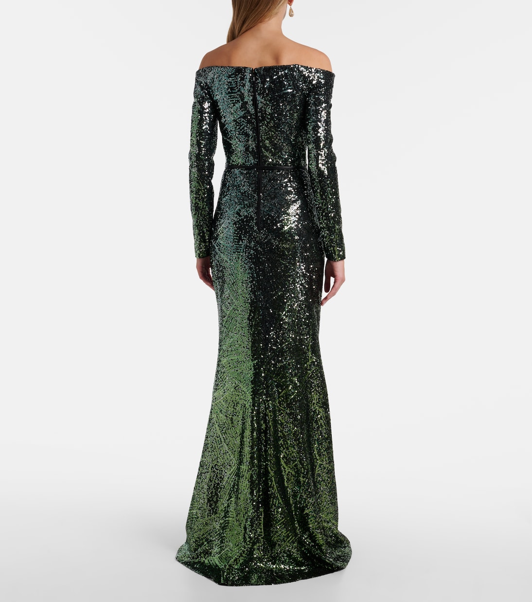 Robe longue en soie mélangée à sequins | Elie Saab