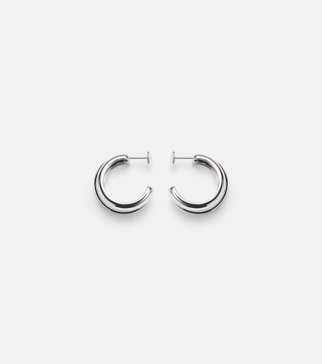 Un Deux Trois Lisse 9kt white gold hoop earrings with diamonds  | Yvonne Léon