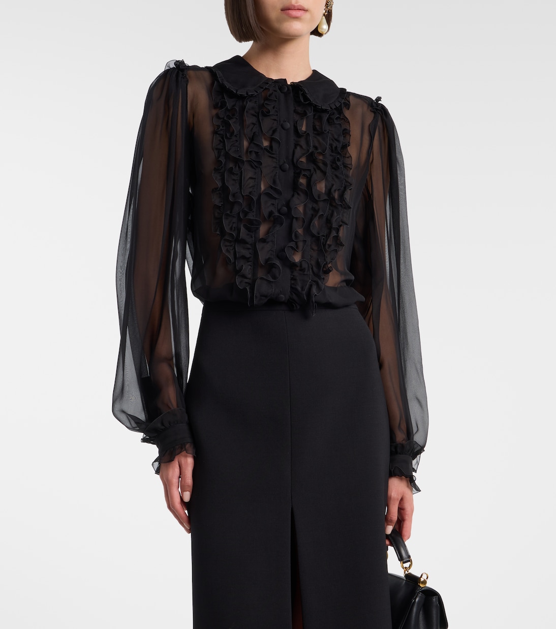 Ruffled sheer silk blouse | Dolce&Gabbana