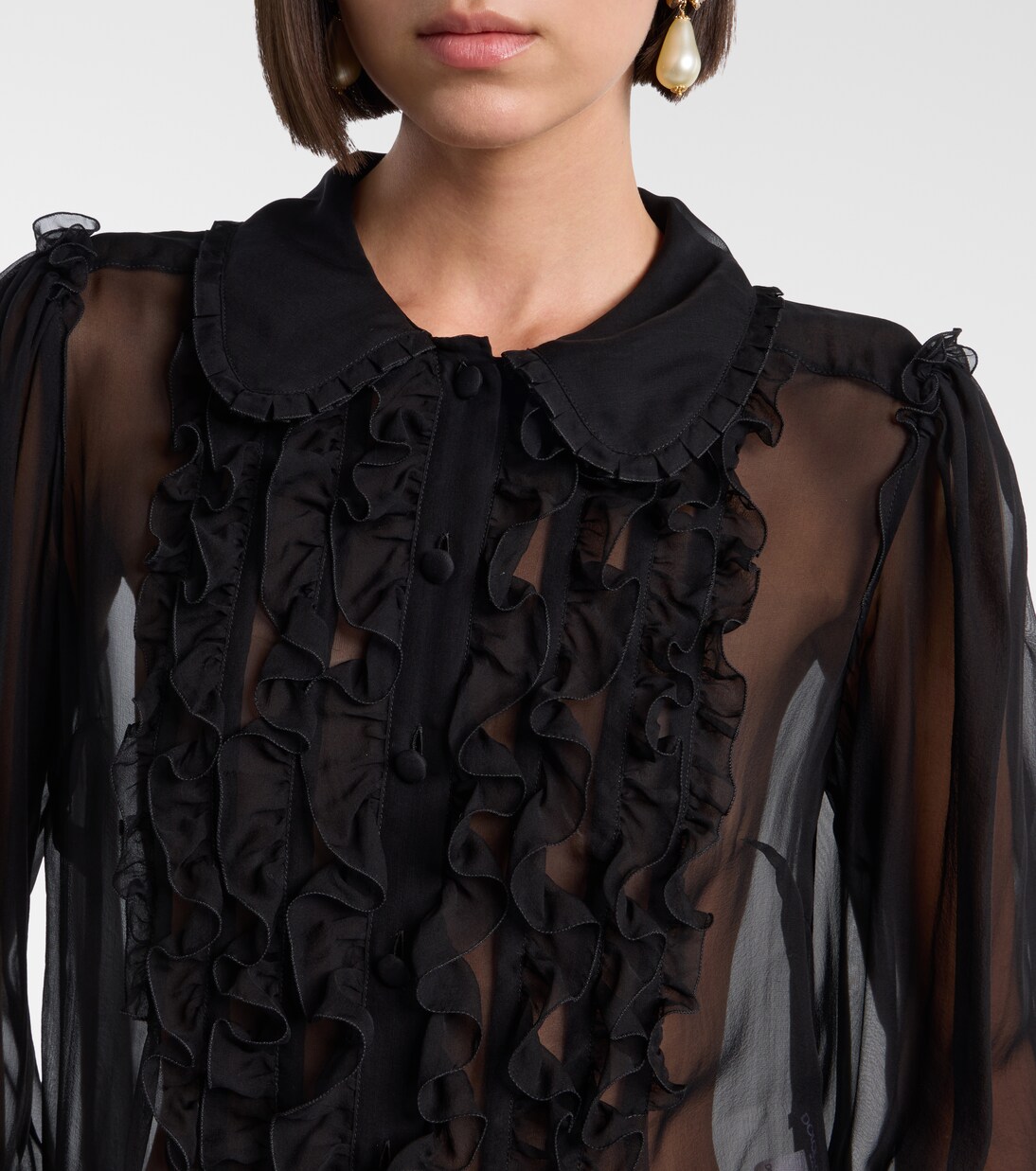 Ruffled sheer silk blouse | Dolce&Gabbana