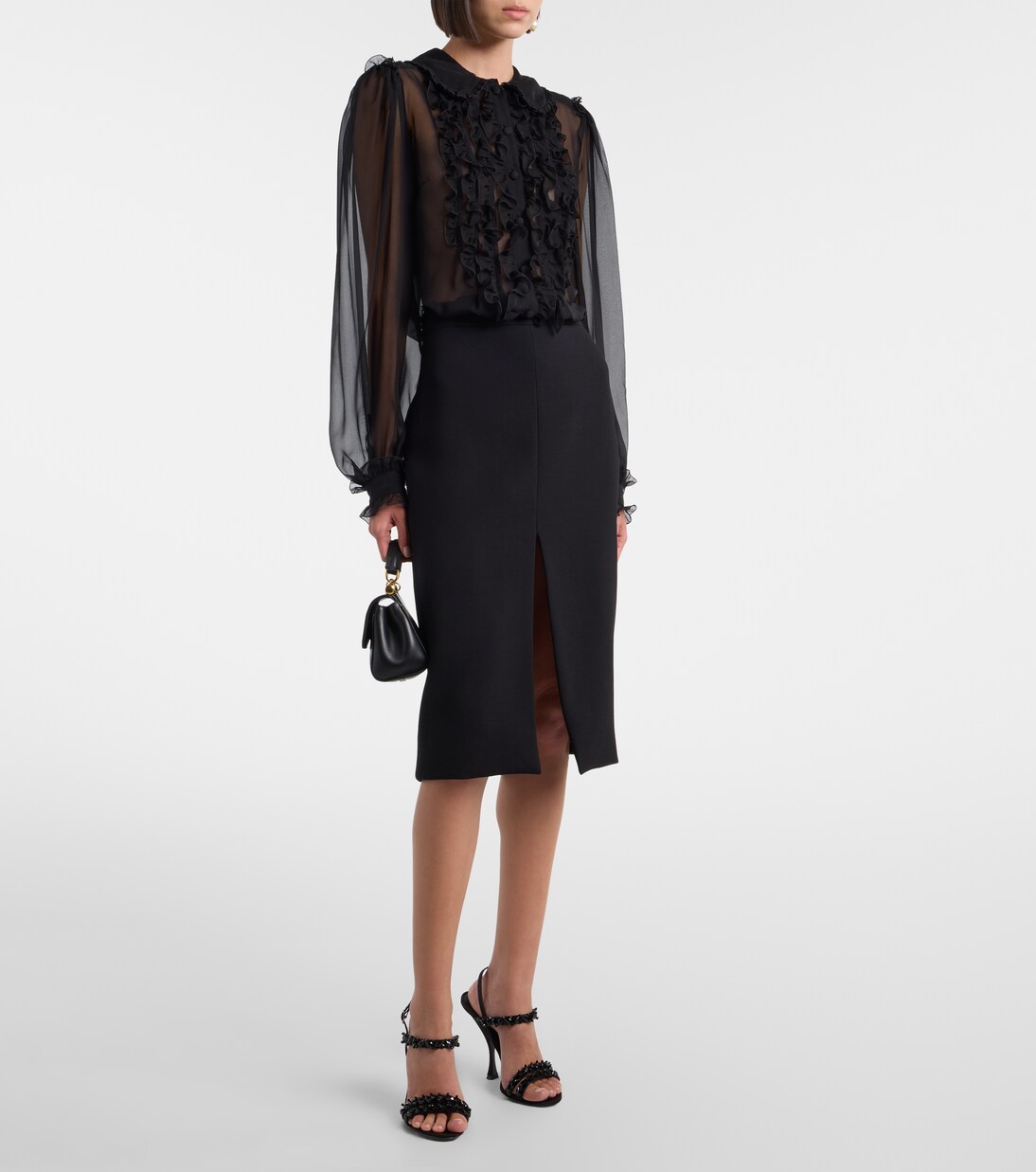 Ruffled sheer silk blouse | Dolce&Gabbana
