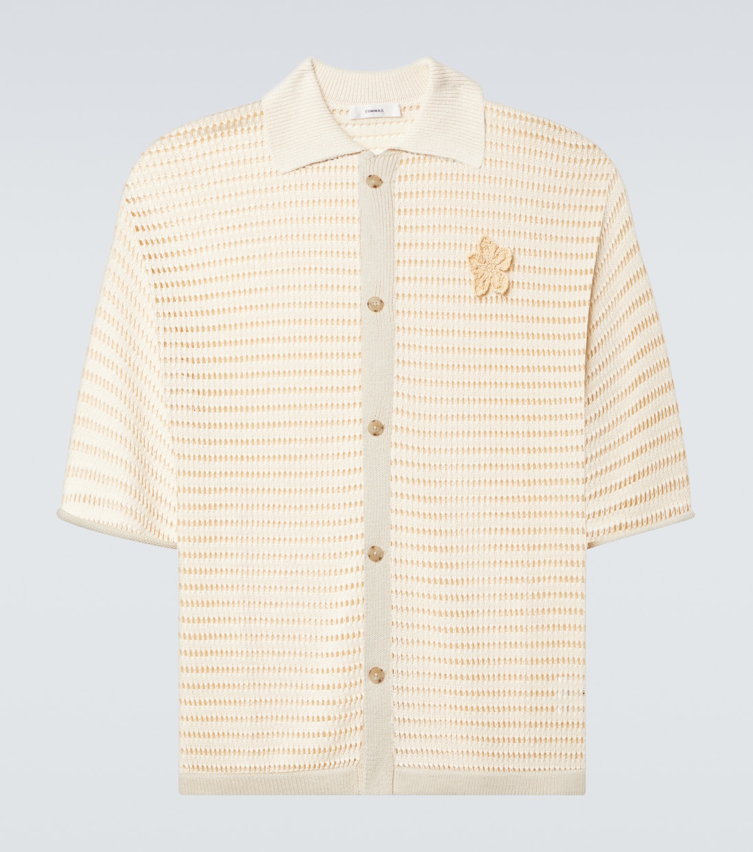 Crochet floral-appliqué open-knit shirt | Commas