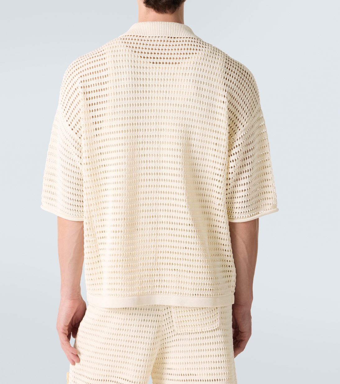 Crochet floral-appliqué open-knit shirt | Commas