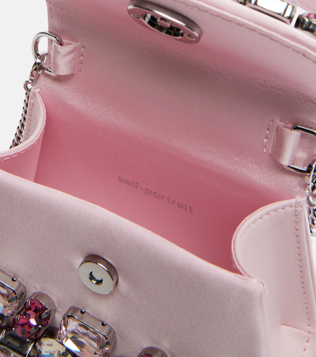 Mini embellished satin top-handle bag | Self-Portrait