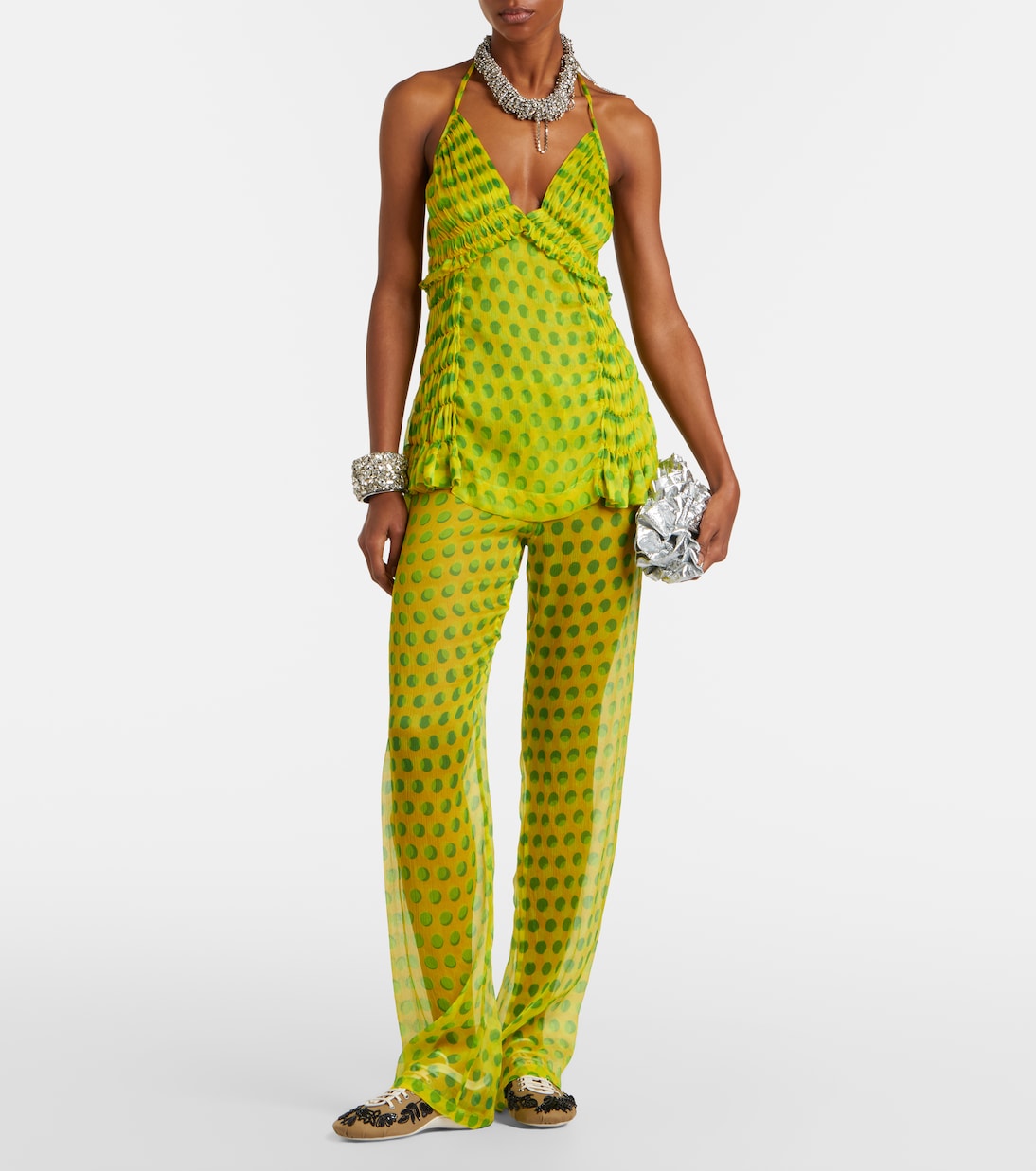 Polka-dot halterneck silk top | Dries Van Noten