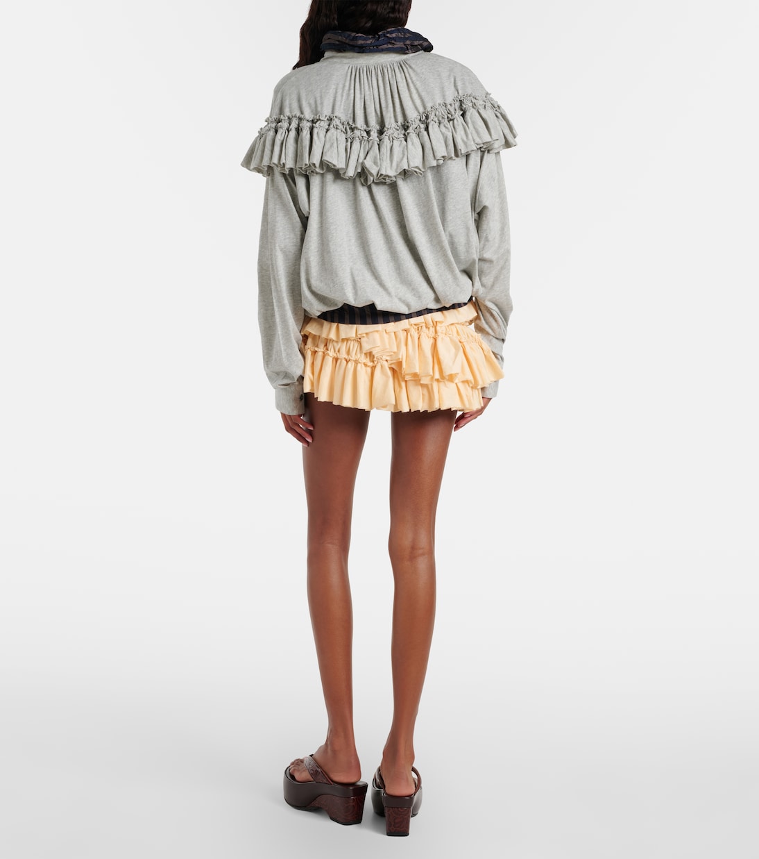 Minifalda asimétrica de algodón con volantes | Dries Van Noten