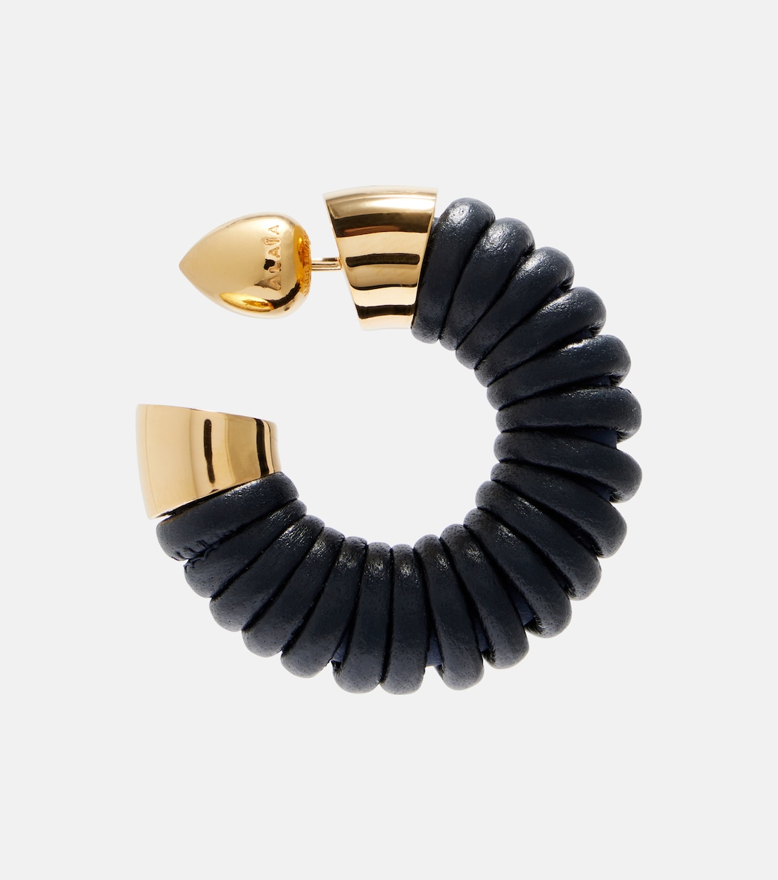 Leather-trimmed hoop earrings | Alaïa