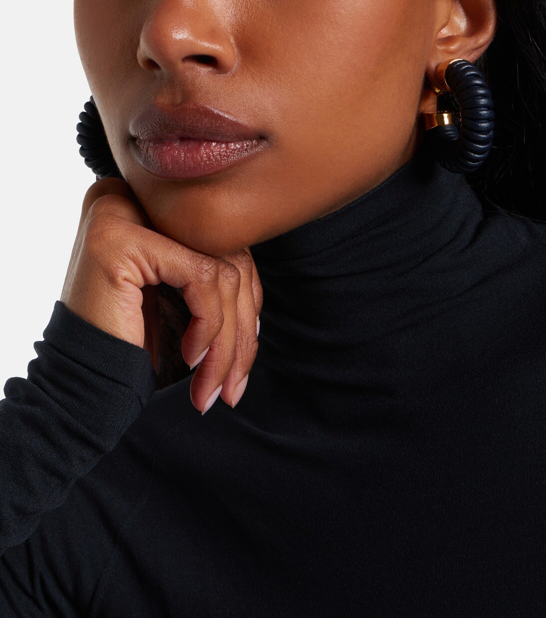 Leather-trimmed hoop earrings | Alaïa