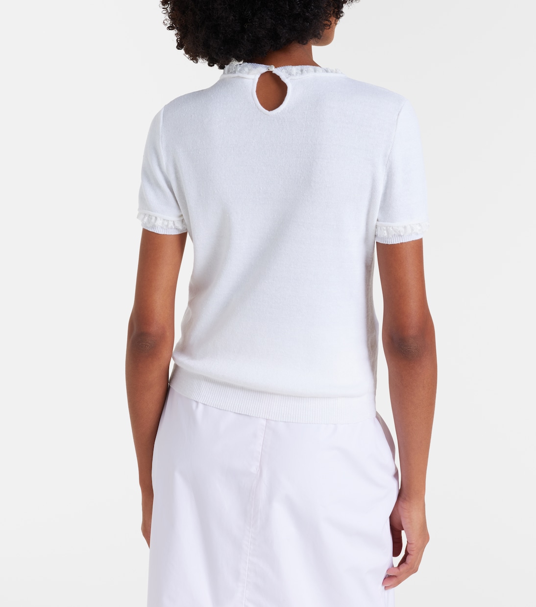 Lace-trimmed linen top | Shushu/Tong