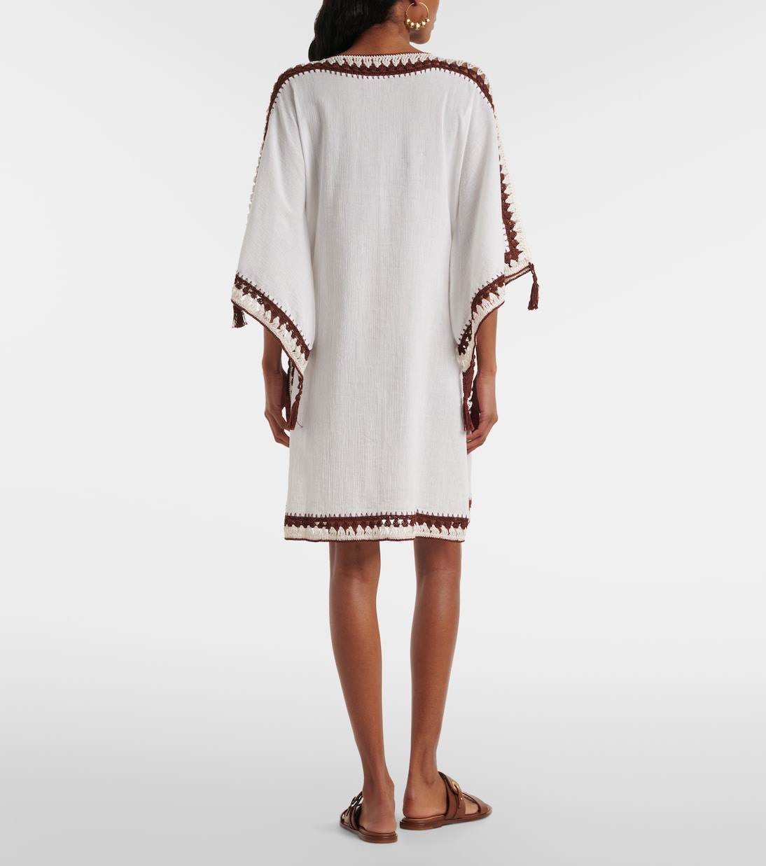 Kaftan aus Baumwolle mit Häkelstrick | Anna Kosturova