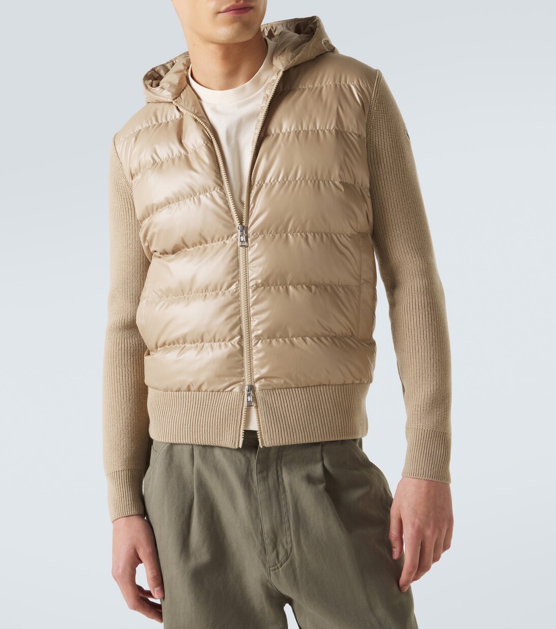 Tricot down-paneled virgin wool cardigan | Moncler