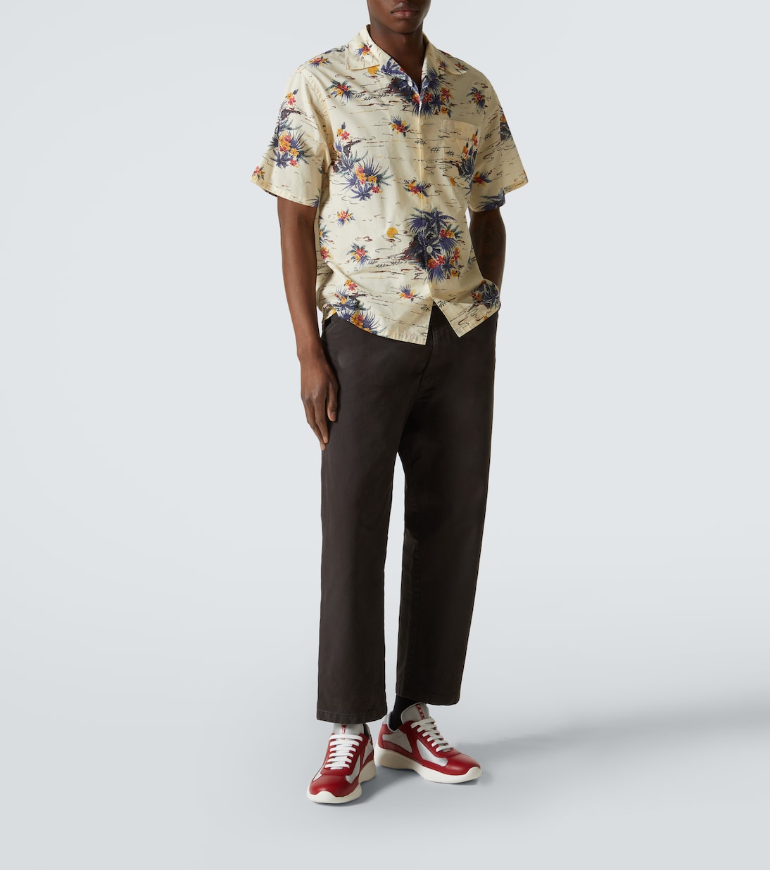 America's Cup皮革边饰运动鞋 | Prada