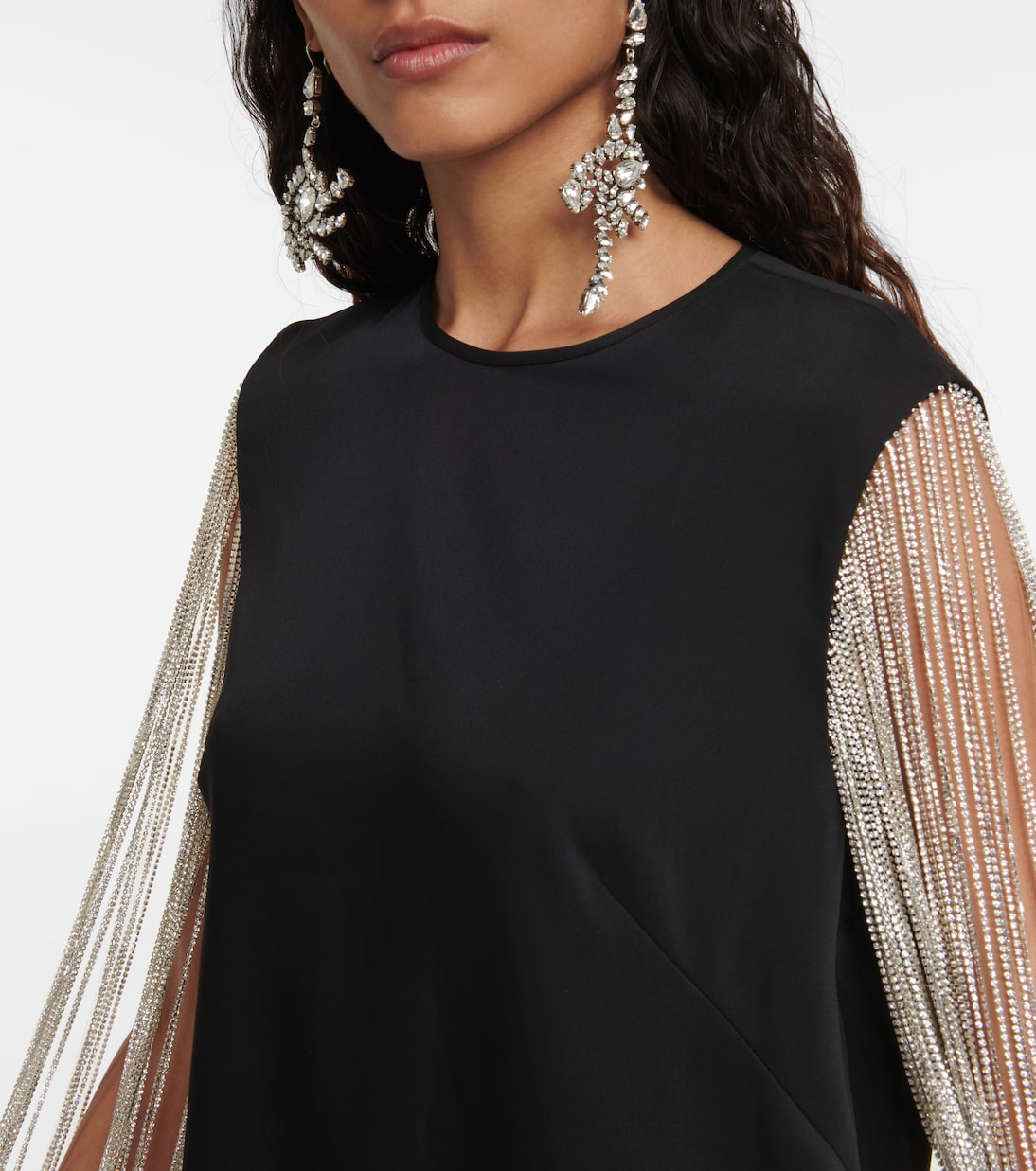 Robe Valencia en crêpe à cristaux | Costarellos