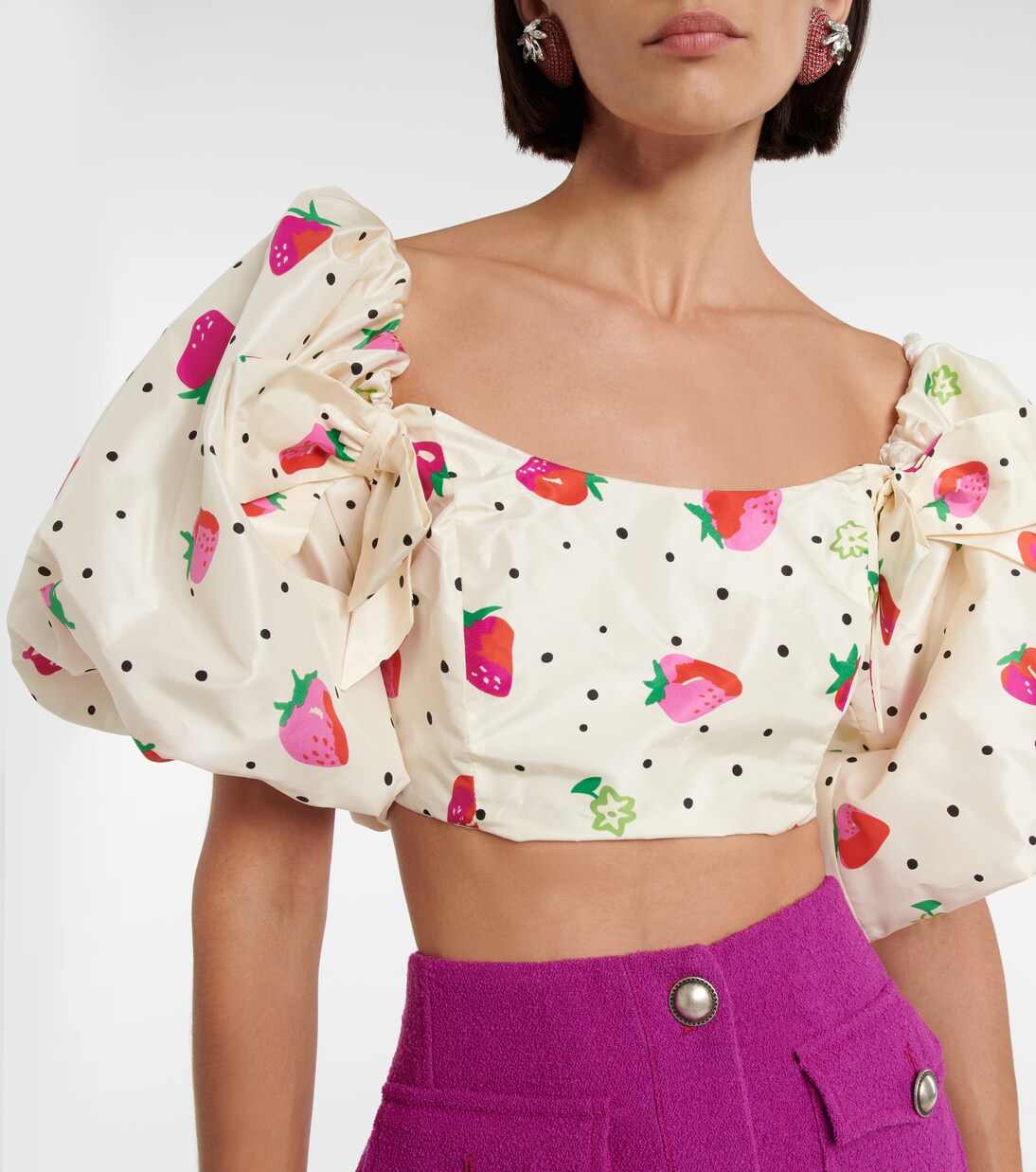 Bedrucktes Cropped-Top aus Seide | Alessandra Rich