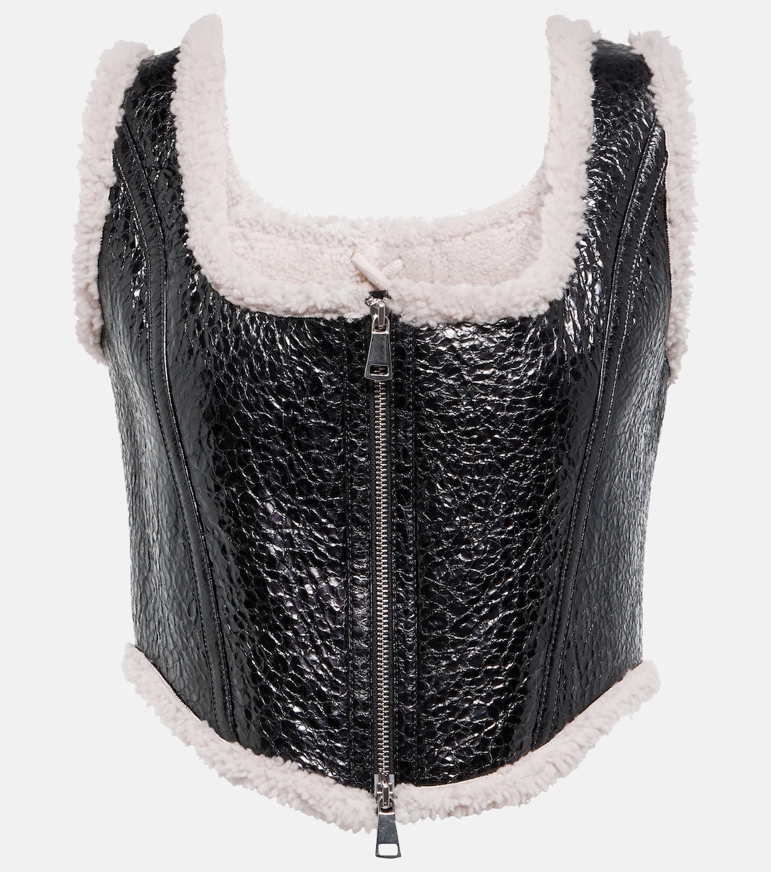 Corset Laminated en cuir et shearling | Jean Paul Gaultier