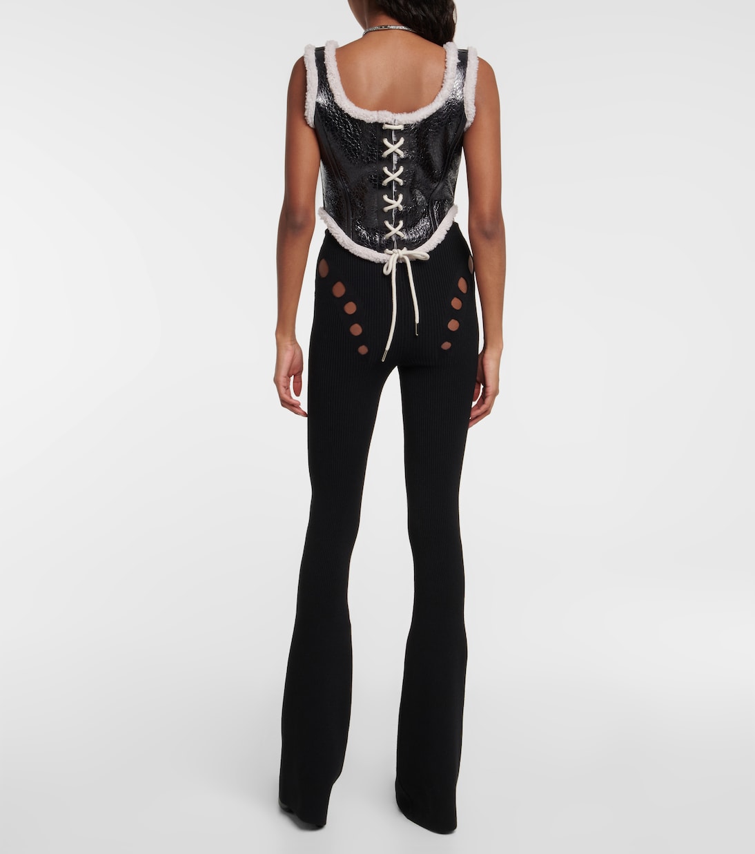 Corset Laminated en cuir et shearling | Jean Paul Gaultier