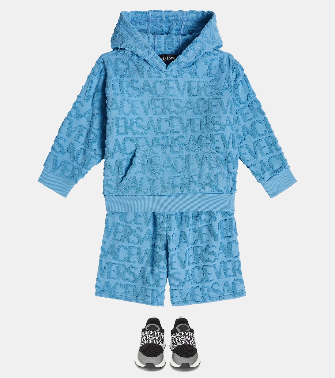 Sweat-shirt à capuche en coton à logo | Versace Kids