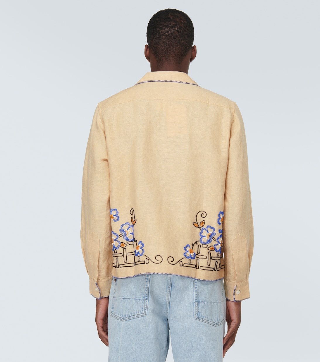 Himalayan Poppy embroidered linen shirt | Bode