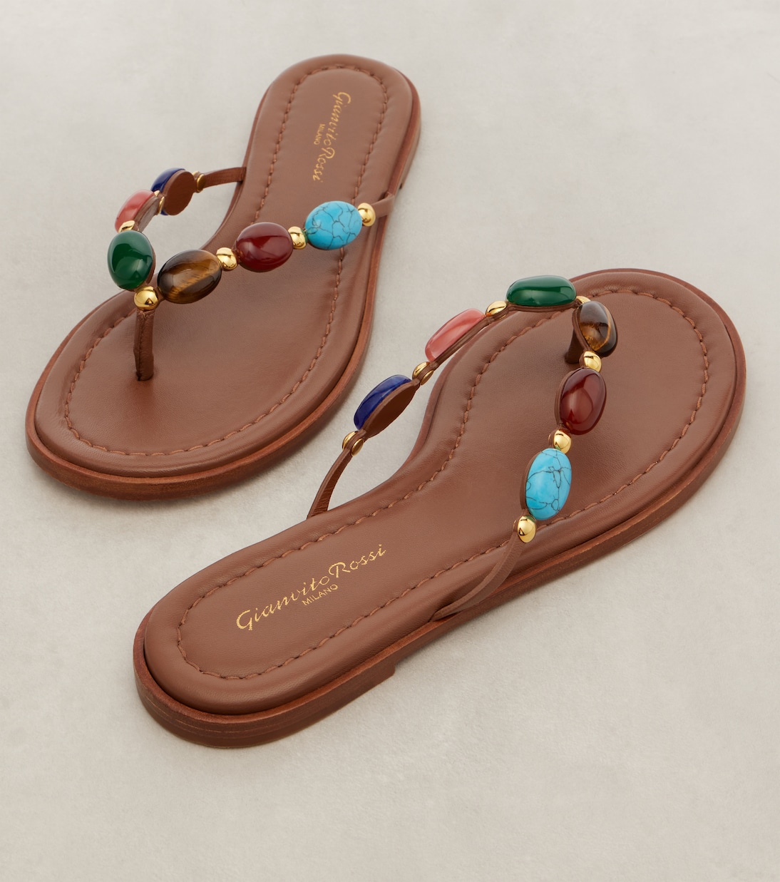Tongs Shanti en cuir à ornements | Gianvito Rossi
