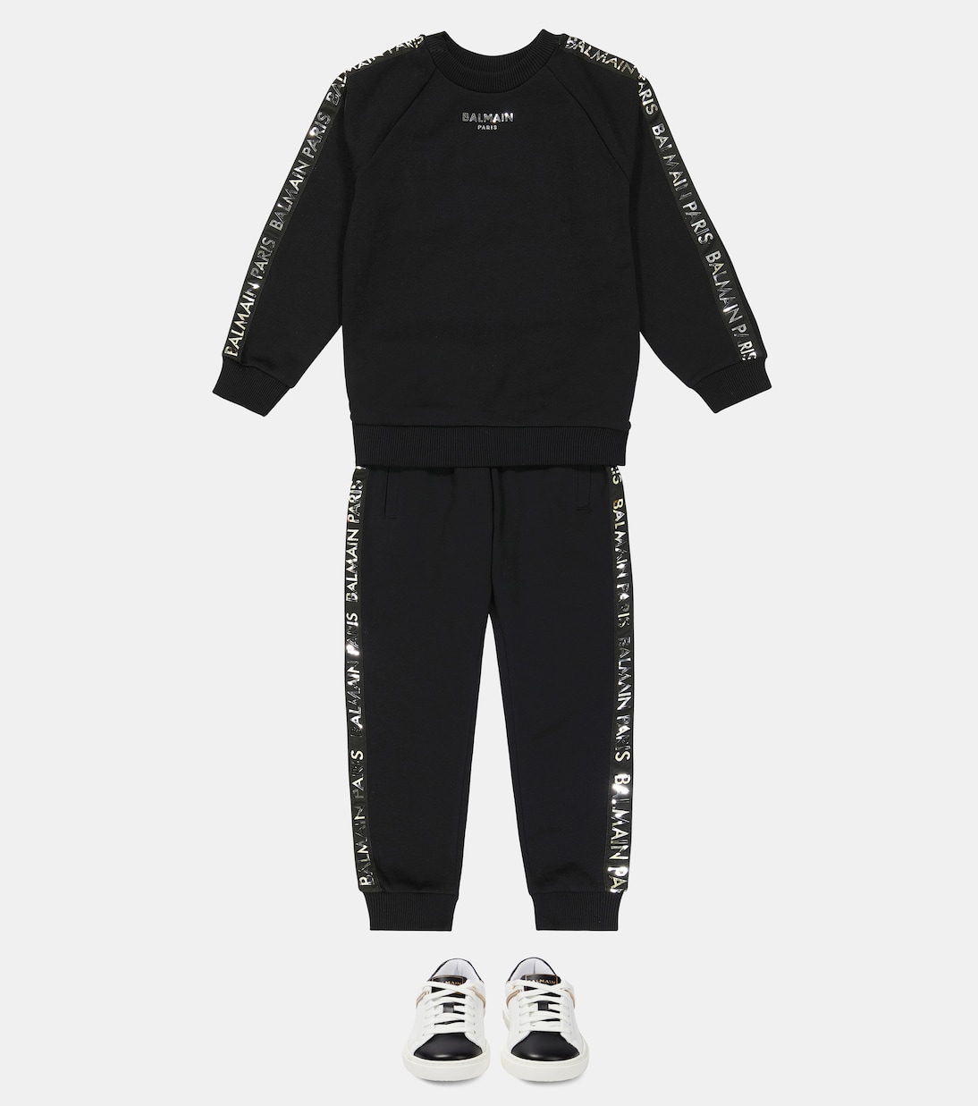 Cotton fleece sweatshirt and sweatpants set | Balmain Kids