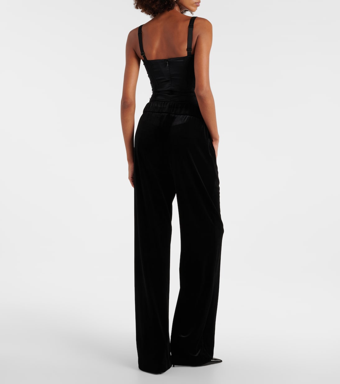 Weite High-Rise-Hose aus Samt | Dolce&Gabbana