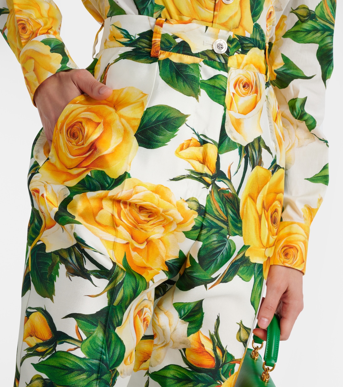 Gerade High-Rise-Hose aus einem Seidengemisch | Dolce&Gabbana