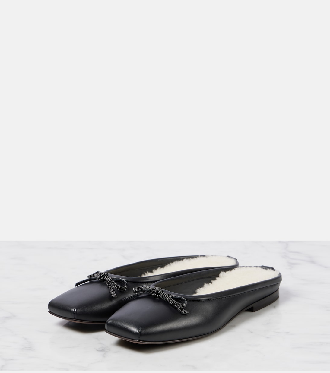 Monili shearling-lined leather mules | Brunello Cucinelli