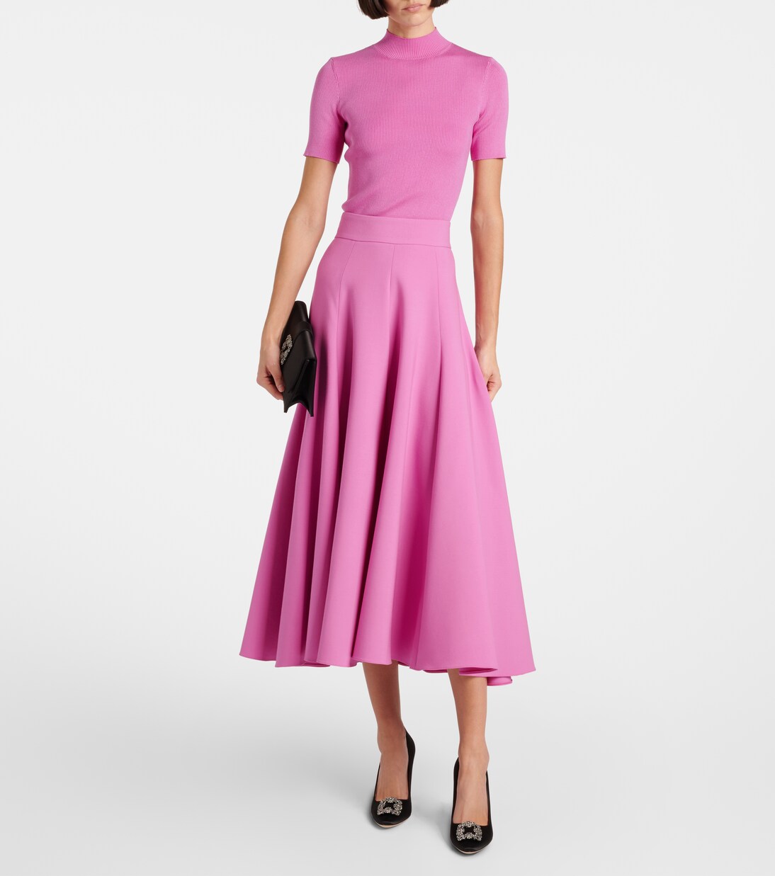 High-Rise-Midirock aus einem Wollgemisch | Oscar de la Renta