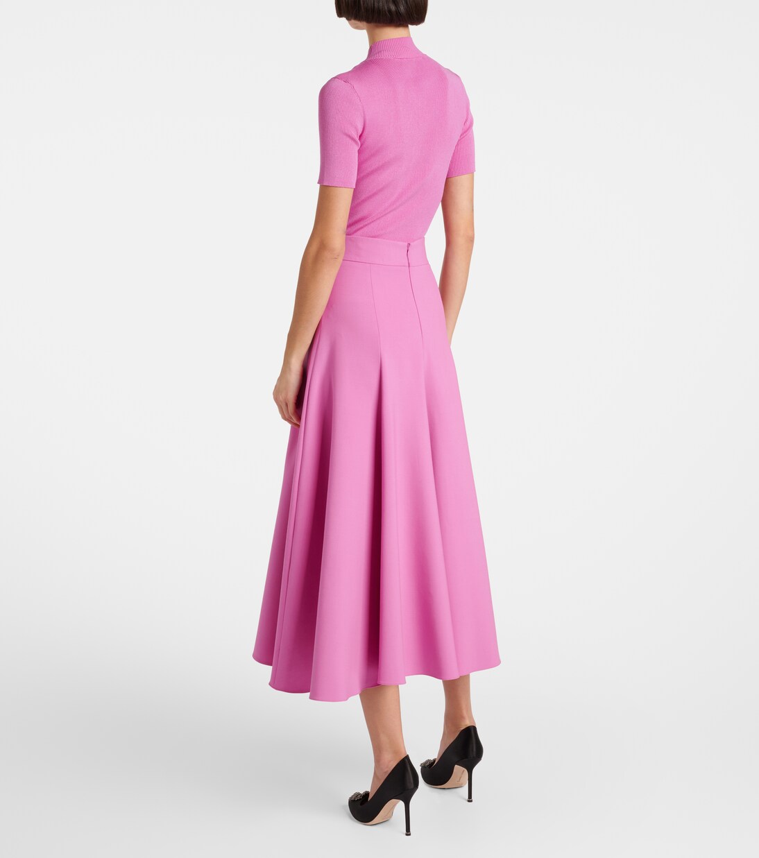 High-Rise-Midirock aus einem Wollgemisch | Oscar de la Renta