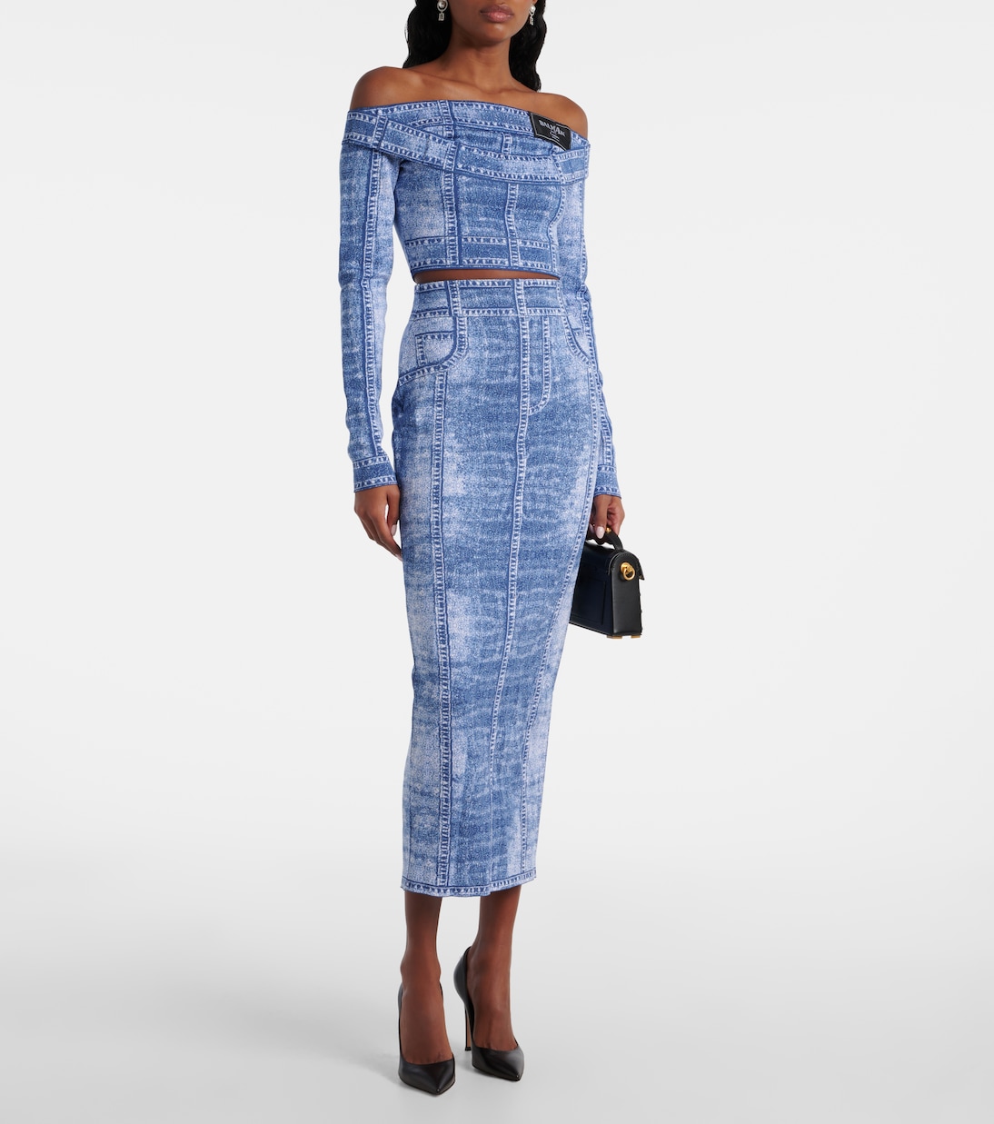 Crop top en jacquard trompe-l'oeil | Balmain