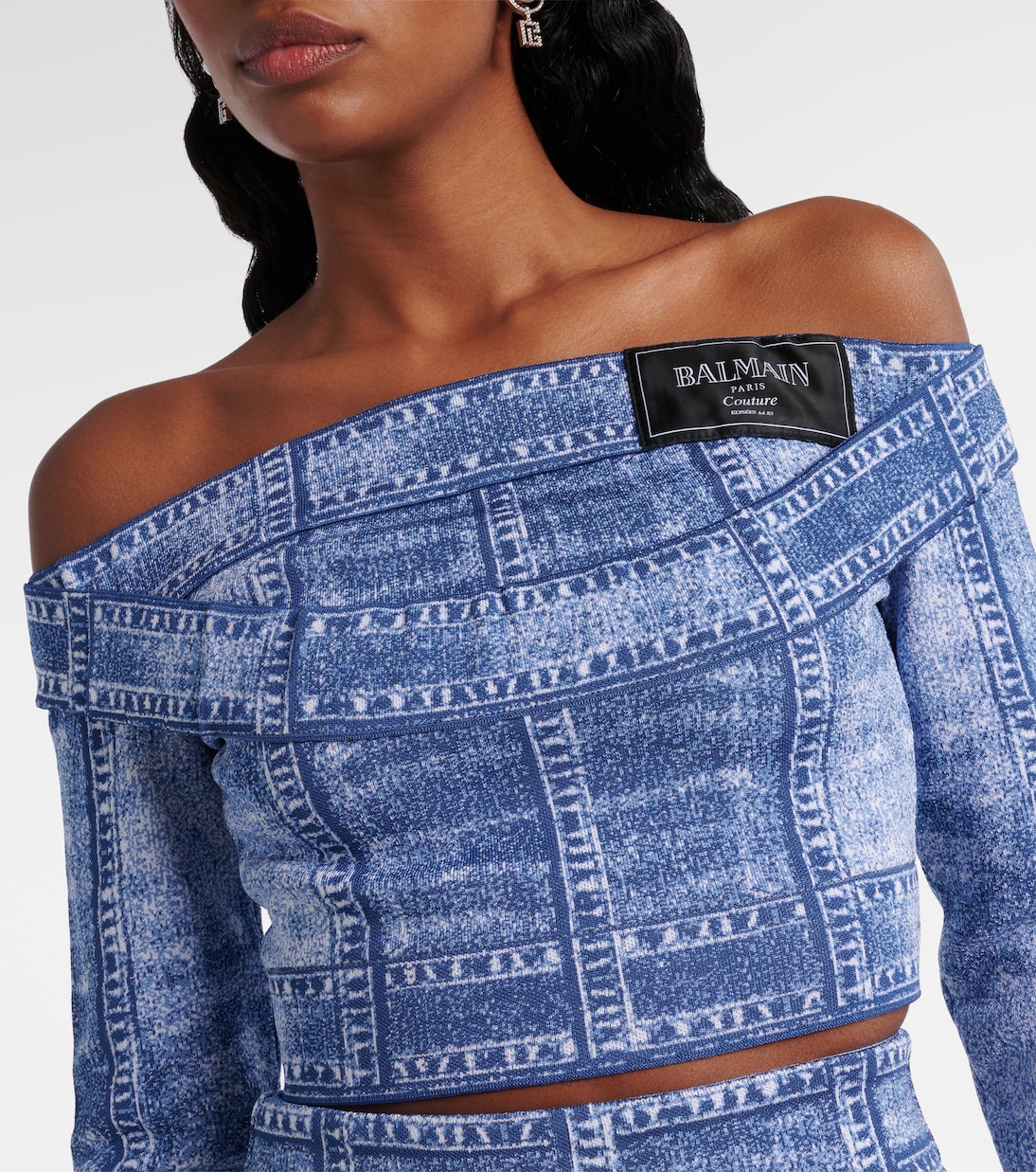 Crop top en jacquard trompe-l'oeil | Balmain